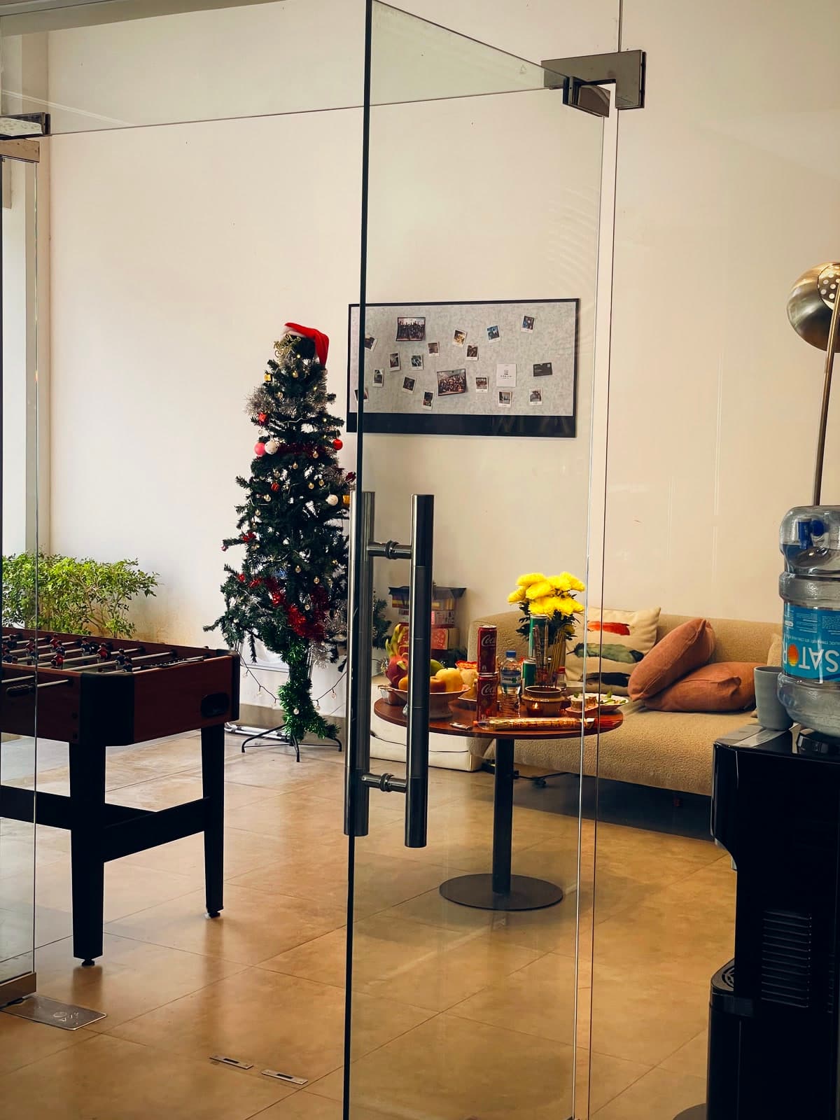 The glass door to the front room